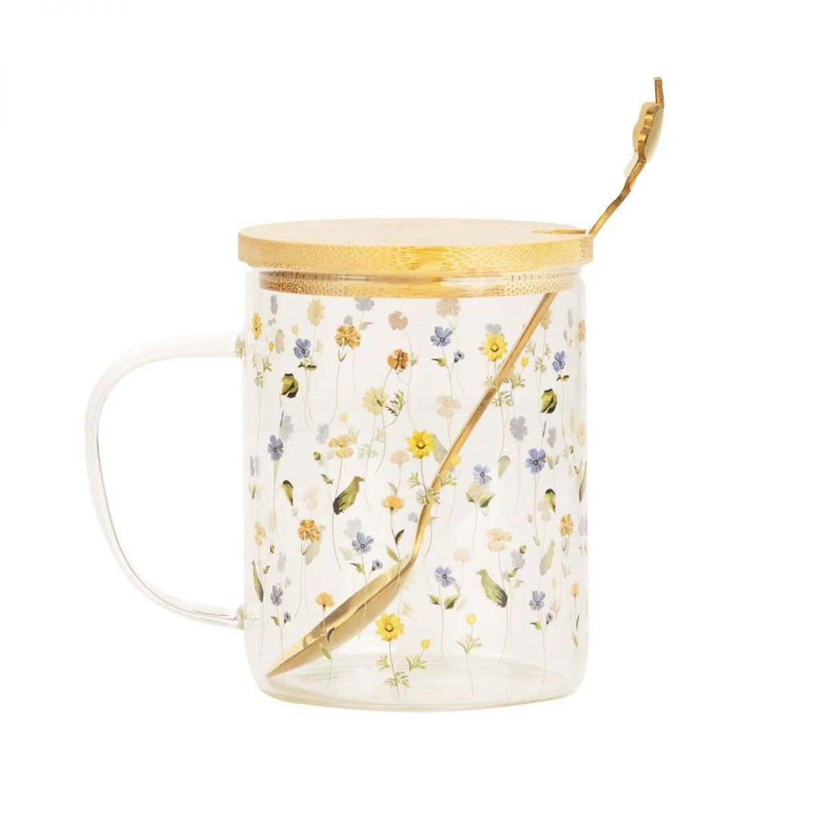 Caneca Com Tampa e Colher Botânica