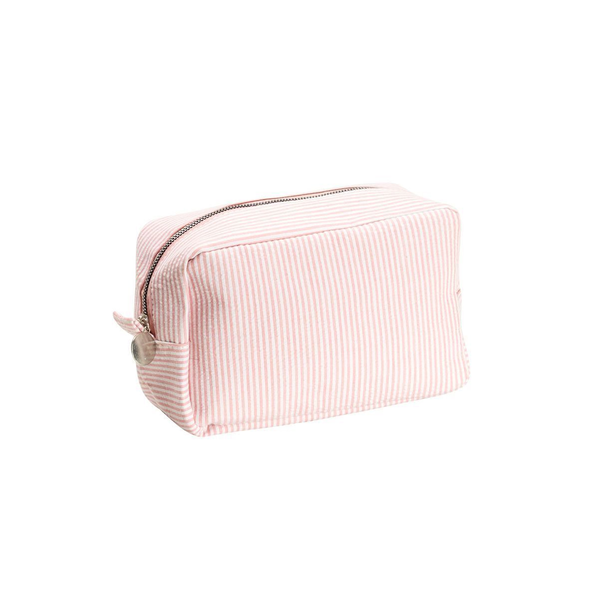Necessaire Básica Listras Rosa Claro