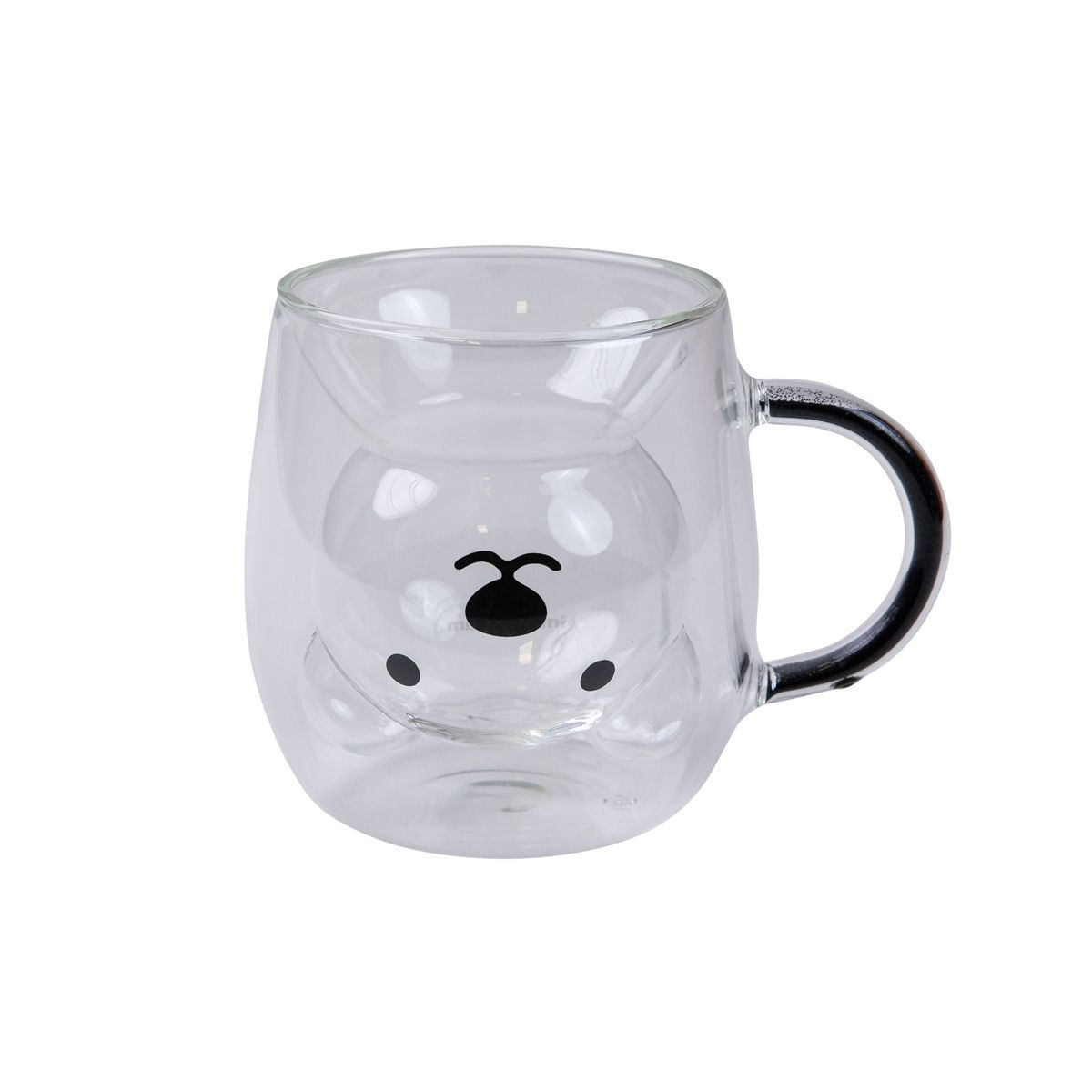 Caneca de Vidro Com Alça Urso Glitter