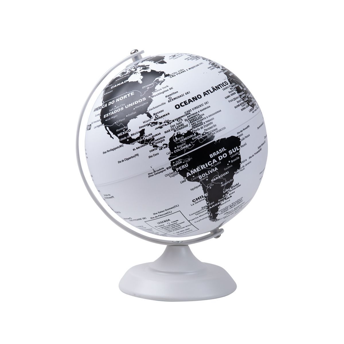 Globo Mapa Preto e Branco