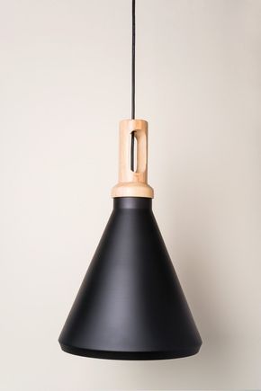 Luminaria-pendente-cone-preta