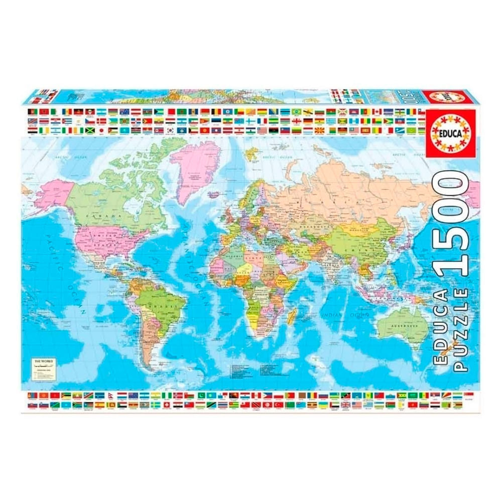 Puzzle 1500 peças Mapa Mundial Político - Educa - Importado