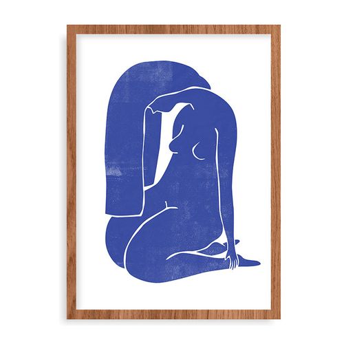 Quadro Woodblock Girl Blue - 44 x 61,4 cm - Mel
