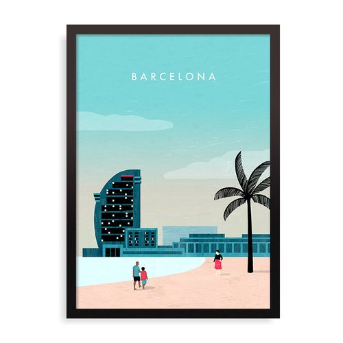 Quadro Barcelona - 44 x 61,4 cm - Preto