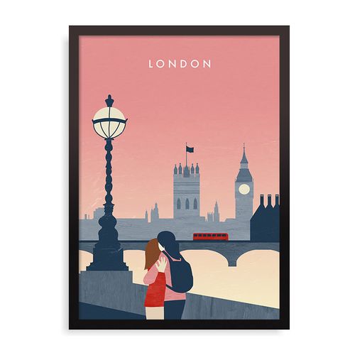 Quadro London - 31,7 x 44 cm - Preto